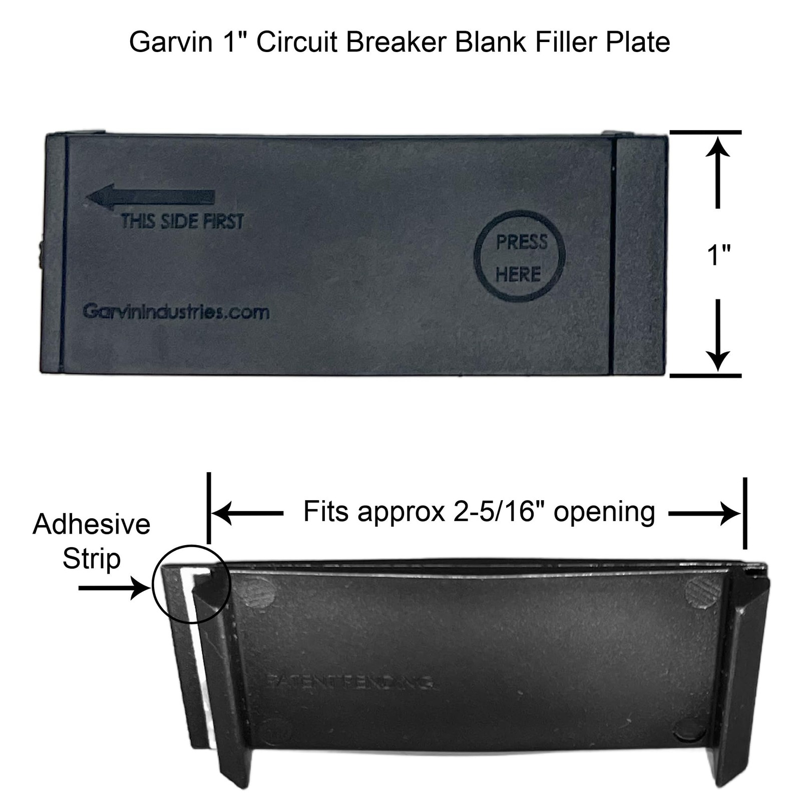 1 Inch Universal Breaker Filler Plate-10 per case 0.98 x 0.35 inches, Black
