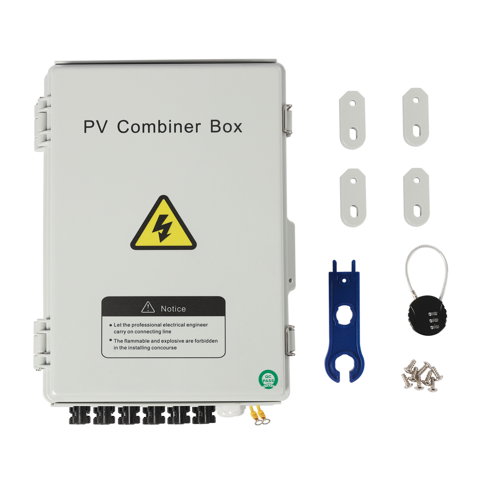 6 String Solar PV Combiner Box 63A Circuit Breaker Junction Box for Solar Panels