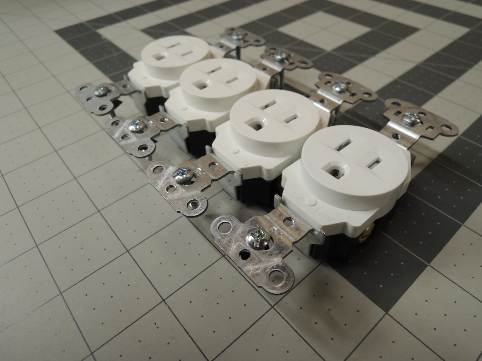 (4) Tamper-Resistant Construction Spec Grade Back & Side Wired Single Receptacle