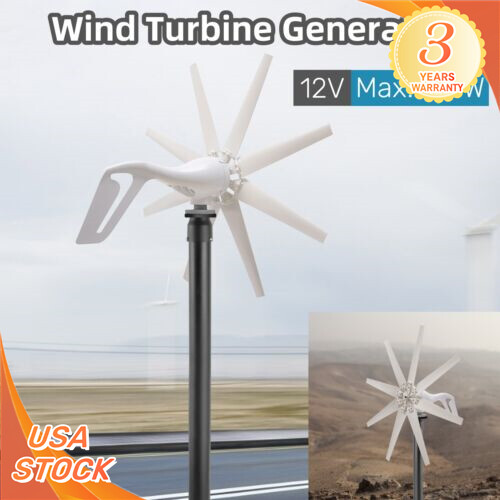 Fit for Home Power Max.650W 8-Blade Wind Turbine Generator w/ Charger Controller