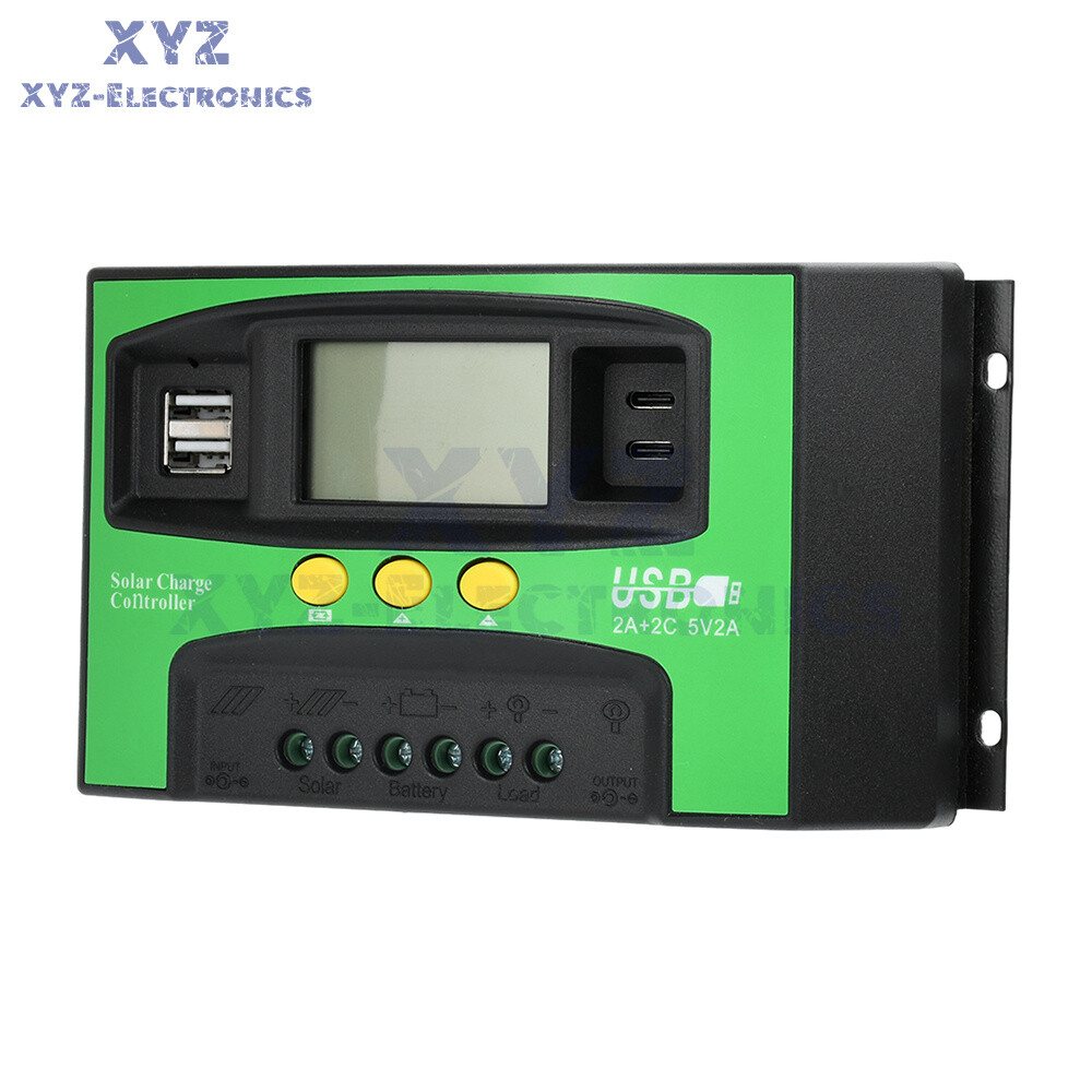 12V24V Solar Charger Controller 30A 40A 100A PV LCD Controller Timing USB/Type-C