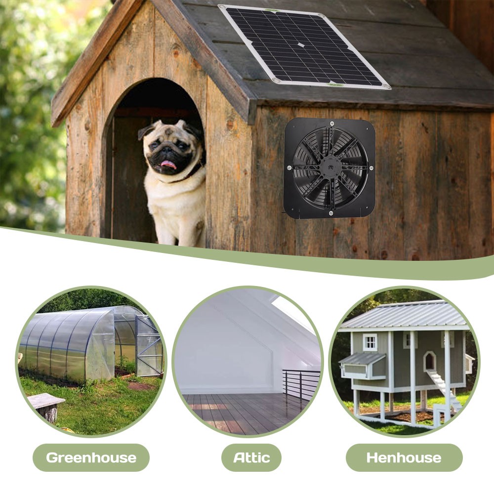 100W Solar Powered Exhaust Fan IP68 Waterproof Ventilation Kit for Chicken Coop