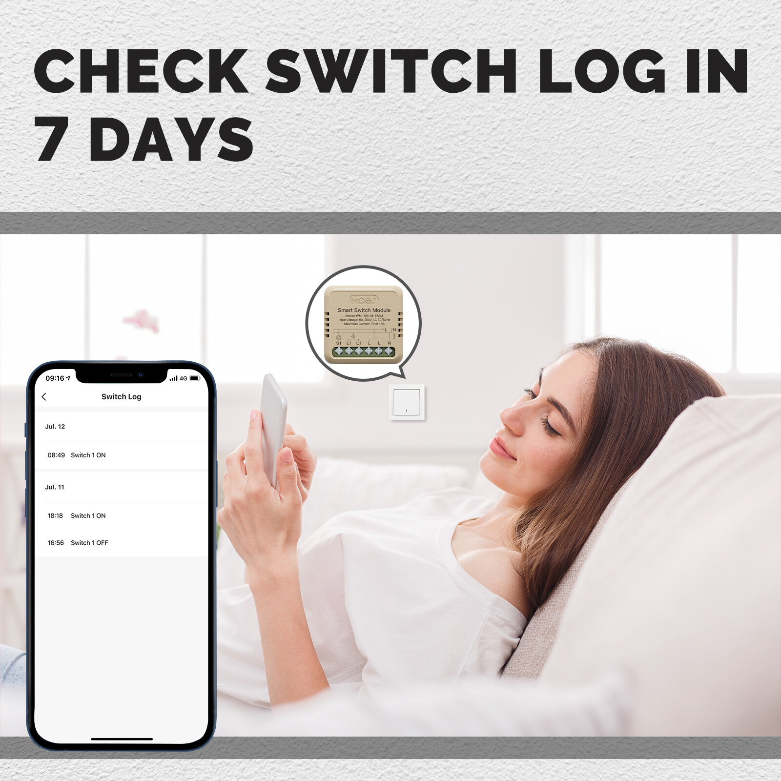 MOES WiFi Mini Smart Switch Module 16A Energy Monitoring 3-Way Alexa Google APP