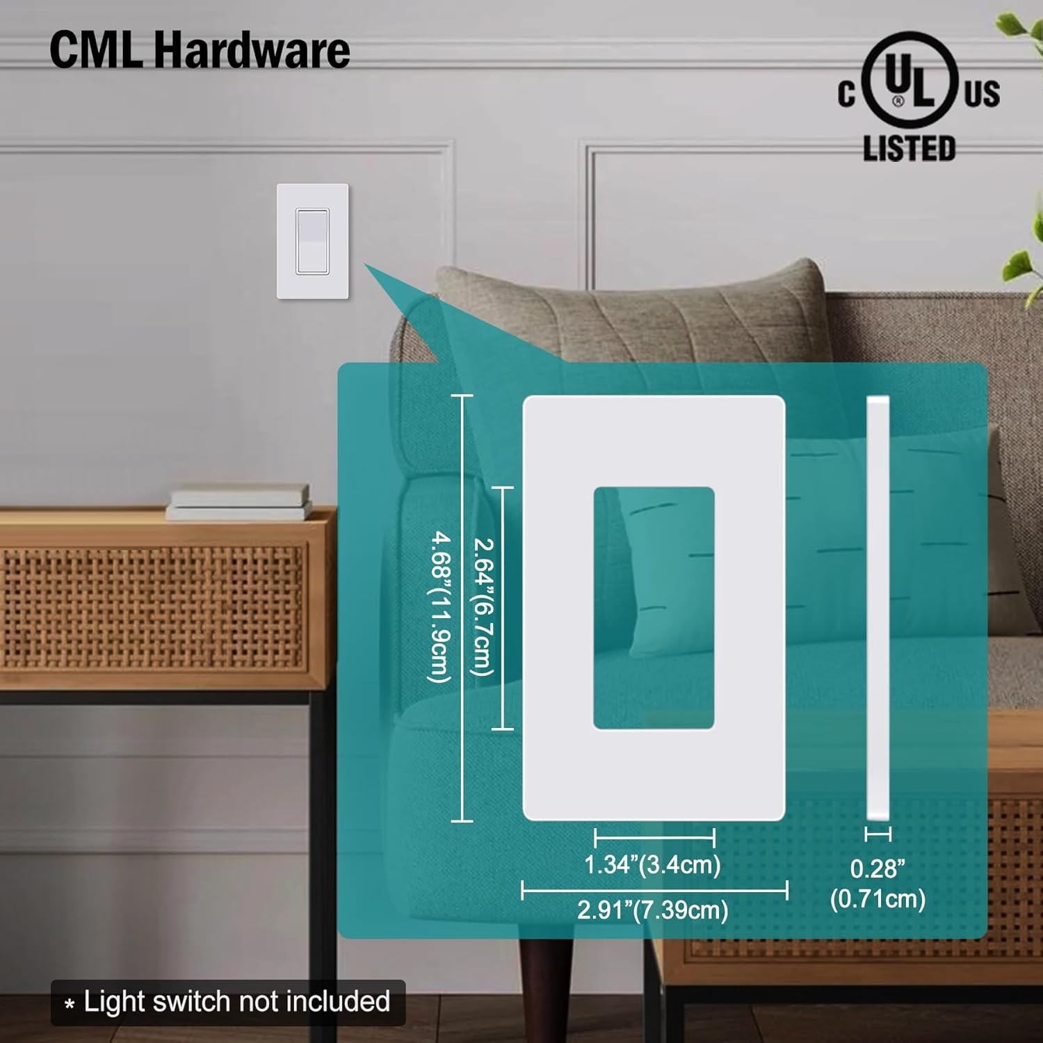 8-Pack Screwless Glossy Wall Plates, Durable Polycarbonate, 2.91″x4.68″ Size