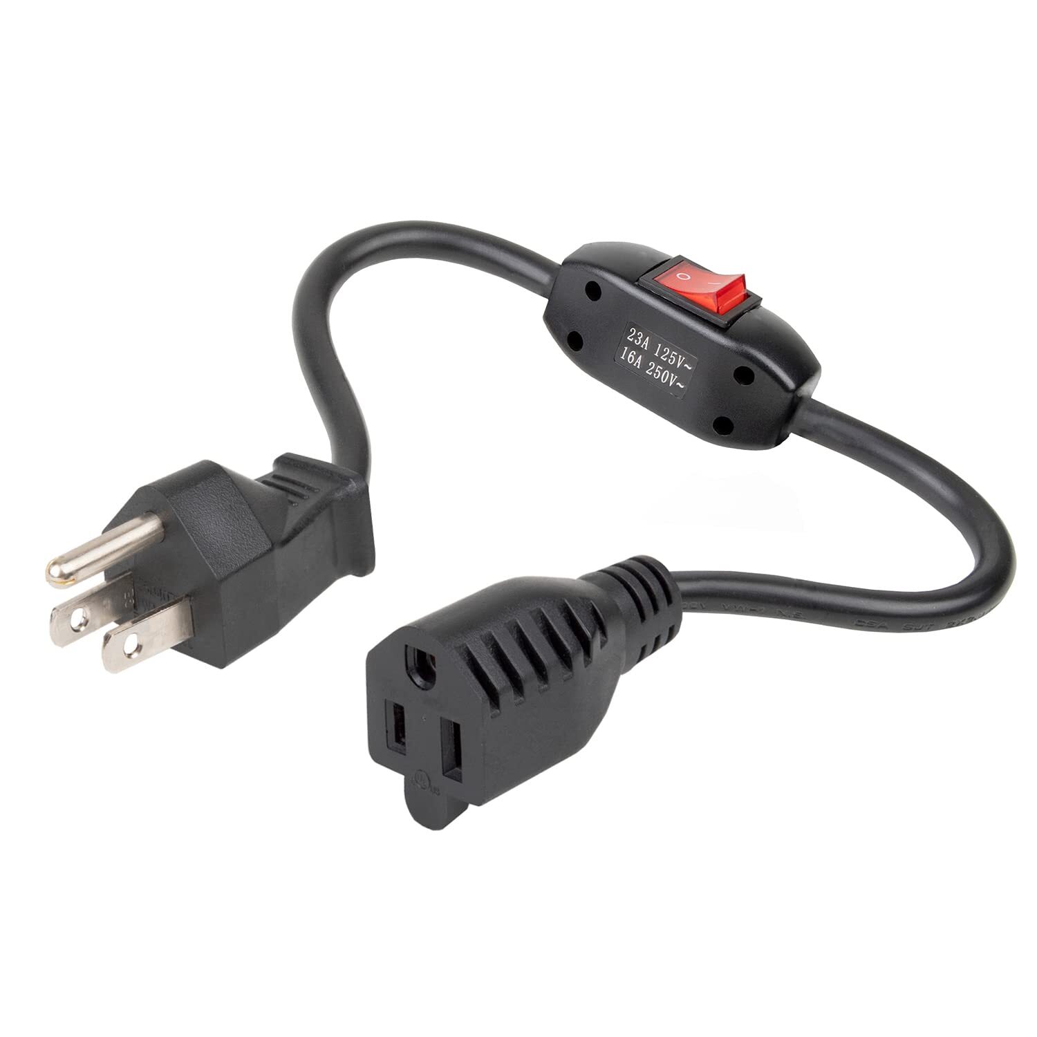 Inline On/Off Switch Extension Cord, 3-Prong Household Switchable Power Cord,…