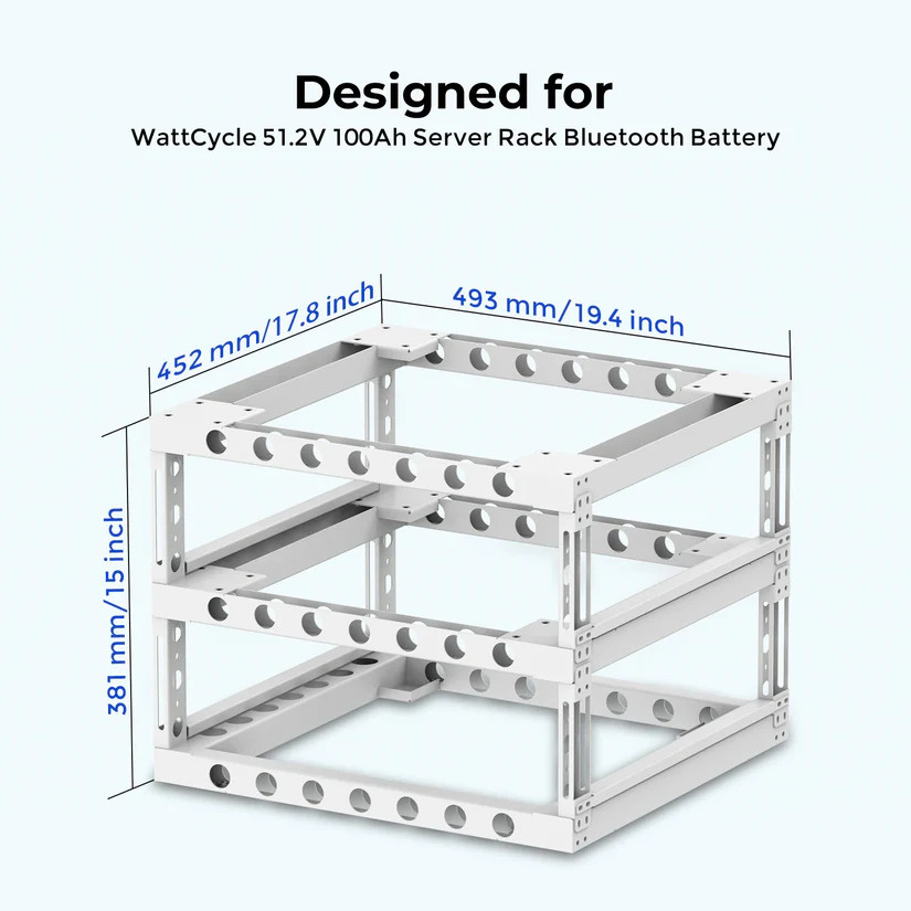 WattCycle Seismic Stackable 2-Tier Rack Cabinet for 48V Server Rack Batteries