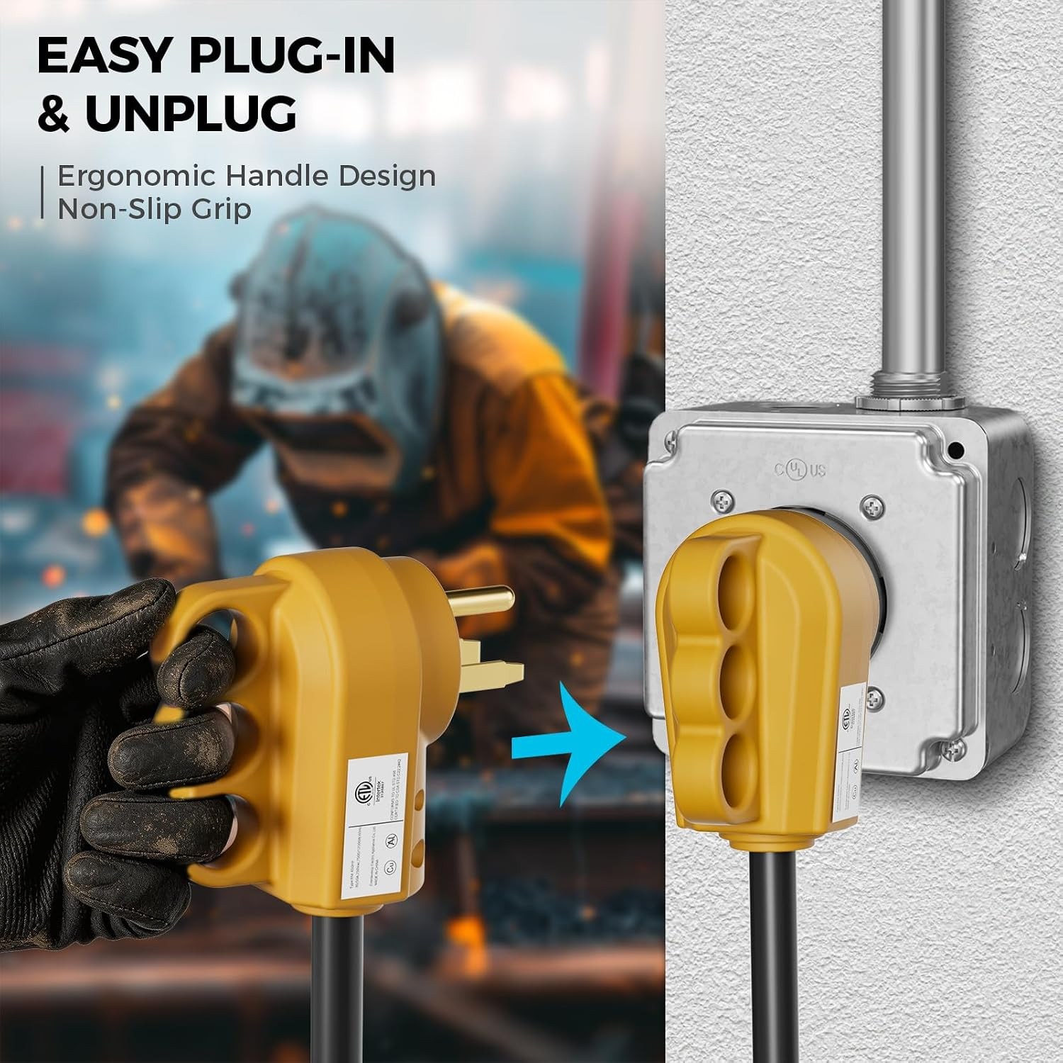 2 Pack NEMA 6-50R 50A 250V Female Welder Receptacle, Heavy Duty Rewirable 3-Pron