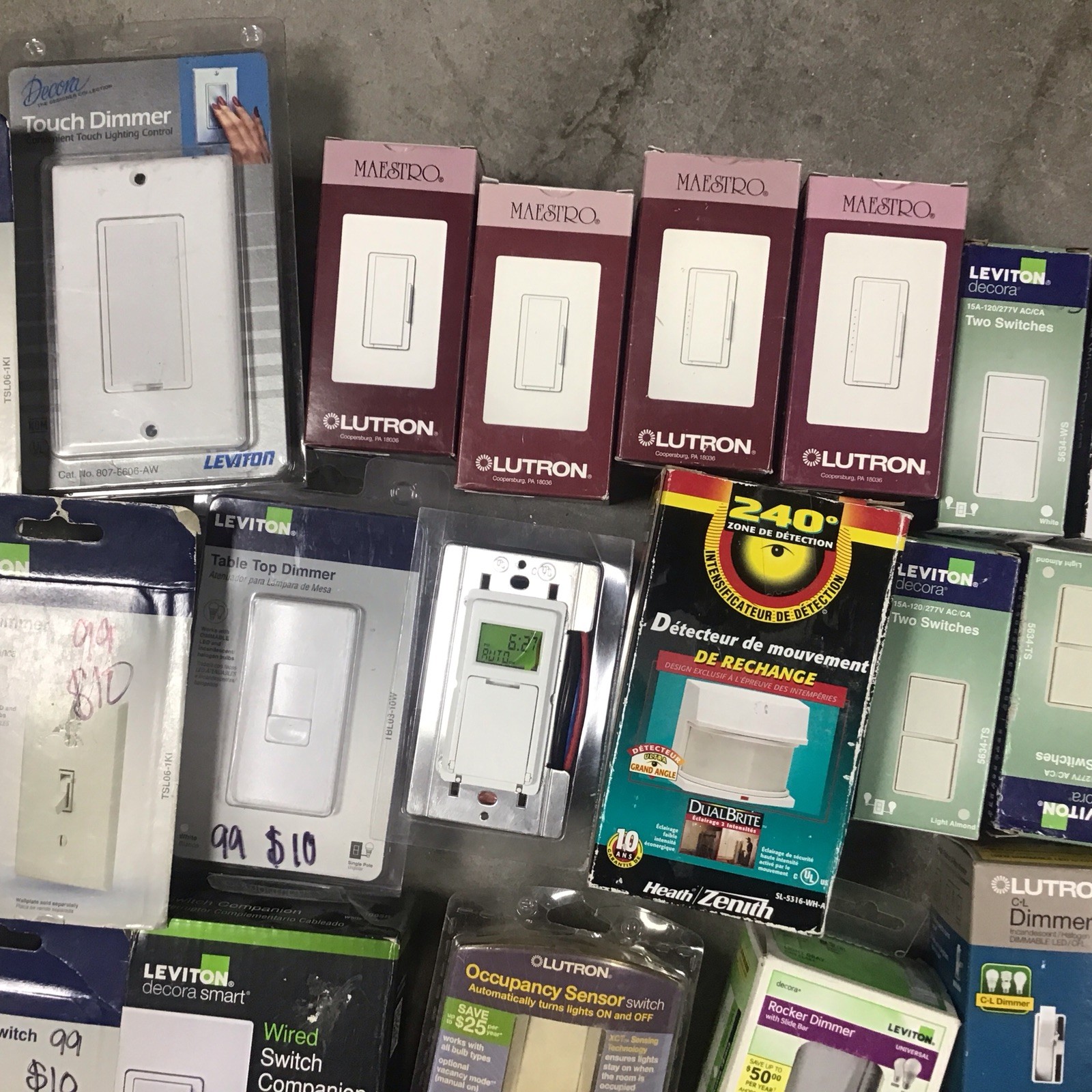 A Lot Of 20 New Switches , , Dimmers And Timing Switches Motion, Detect ￼￼￼￼￼