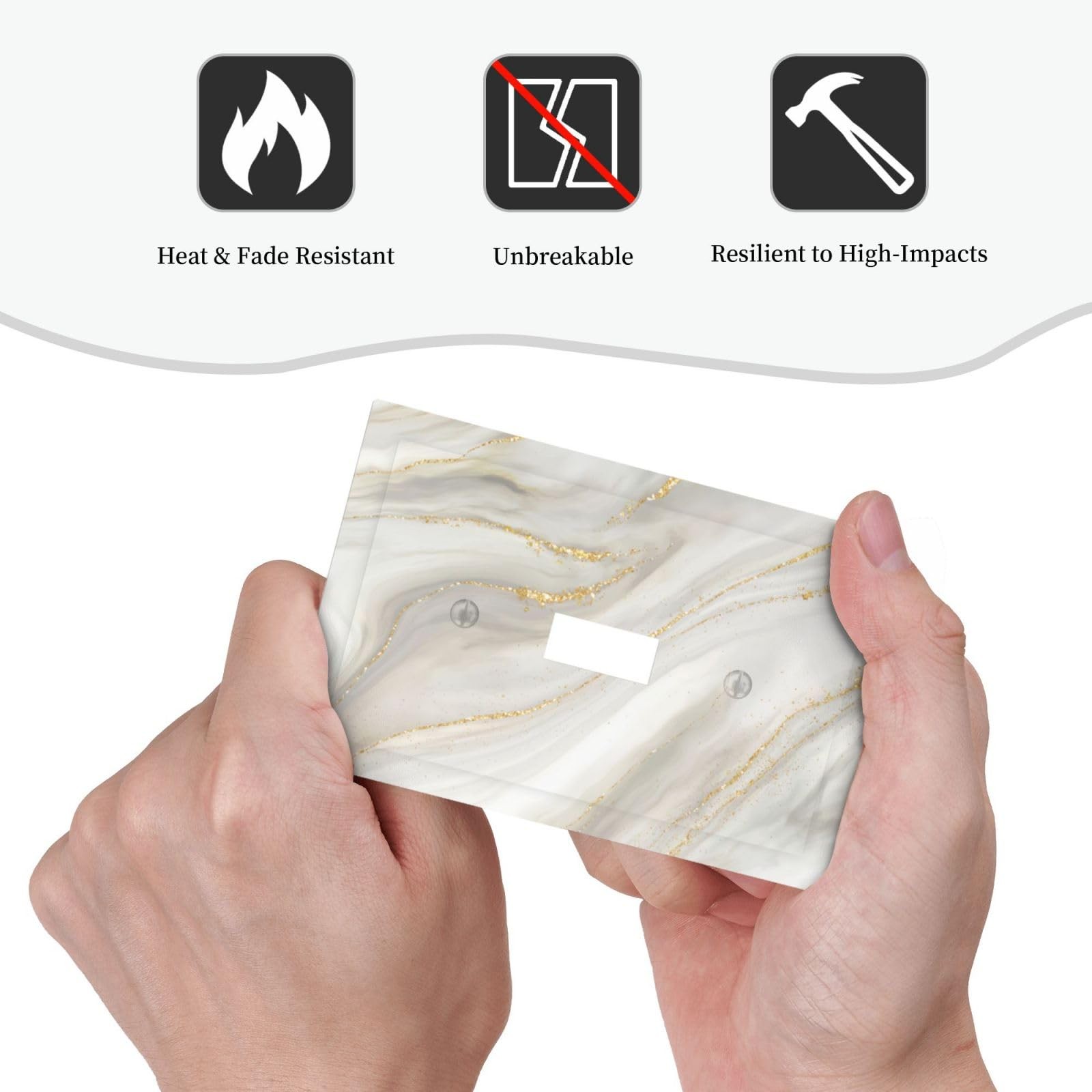 CKHTER White Gray Gold Marble 1 Gang Single 1 Toggle, marble