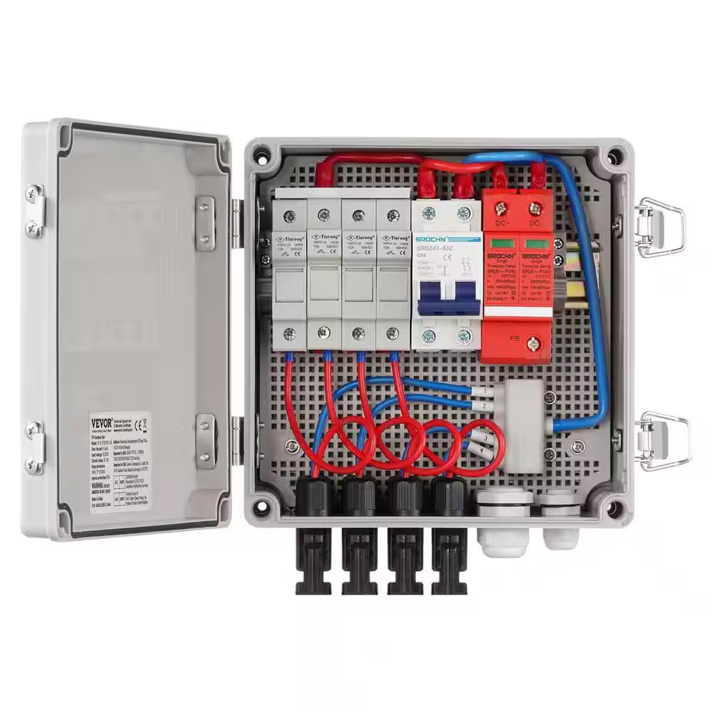 4 String 15 Amp Solar PV Combiner Box Steel Case Wih IP65 Weather Protection for