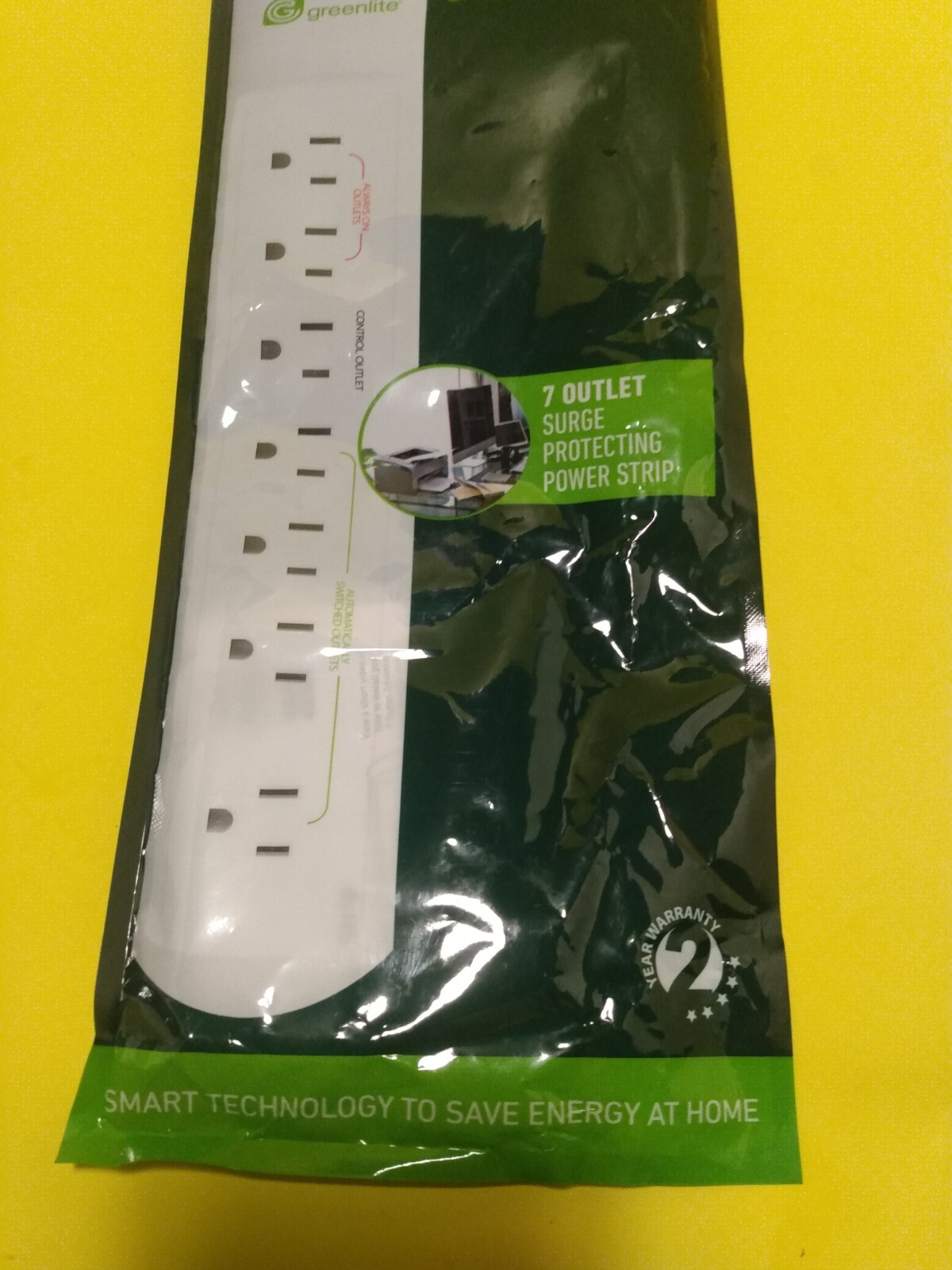 One Greenlite Tier 1 Advanced Current Sensing 7 Outlet Power Strip Laptop PC TV
