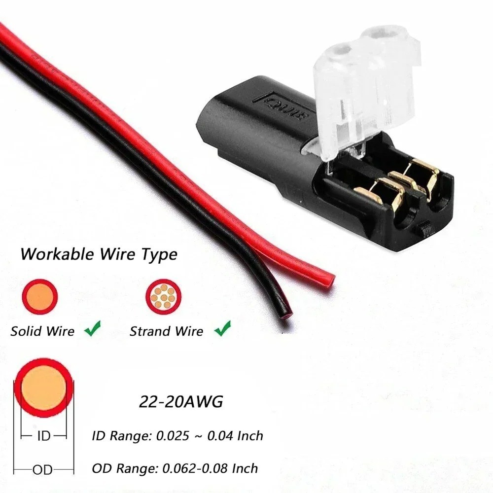 Double Wire 2 Way Waterproof Car Connector Plug Locking Buckle Snap Clamp 12AWG
