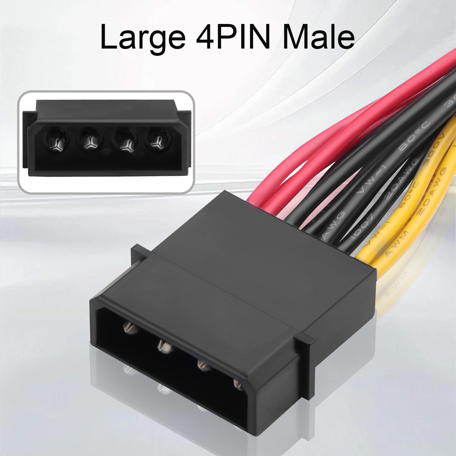 4 Pin Molex Splitter Cable 20AWG 1 To 3 Power Extension PC Fan 6 Inch