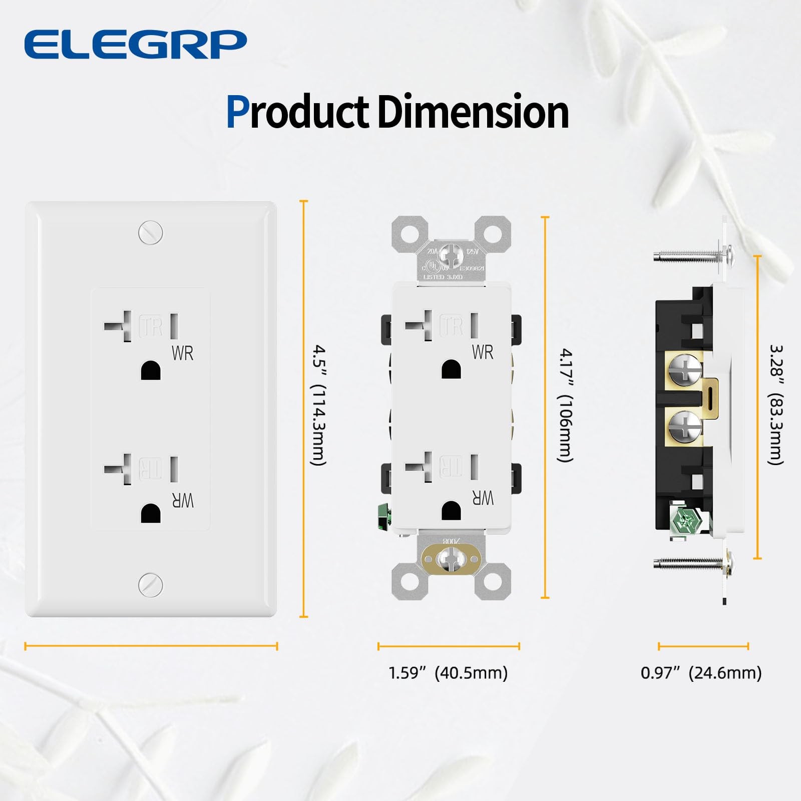 Glossy White Decorator Wall Receptacle Outlets, TR Tamper Resistant & WR Weather