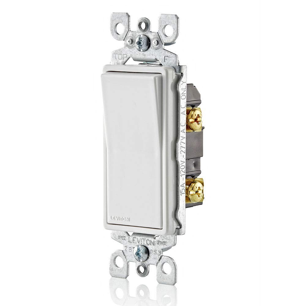Decora 15A Rocker Light Switch 120/277V Residential Grade White