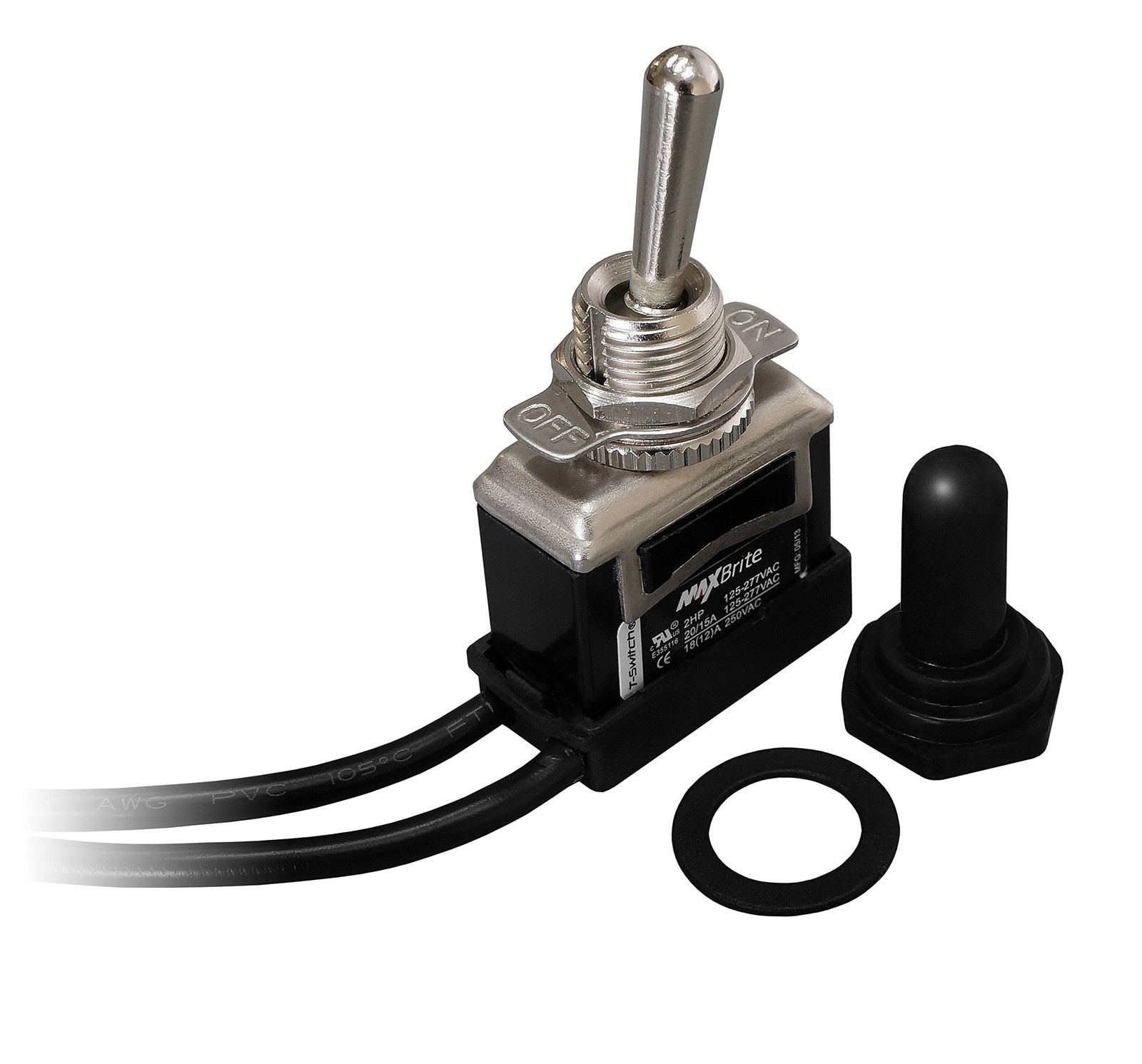 Heavy Duty Toggle Switch 20/15A 125/277V 2 HP with Waterproof Rubber Boot UL …