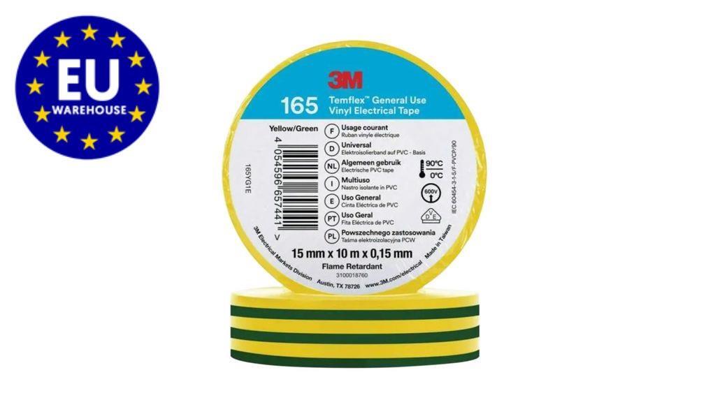 Insulation Tape 15mm x 0.15mm x 10m PVC Temflex™ 165, yellow, 3M