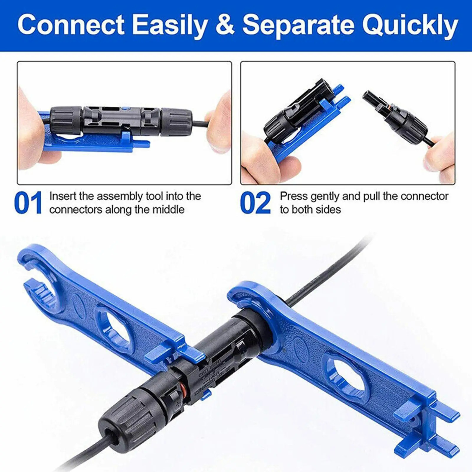 2 PCS MC4 Solar Panel Connector Disconnect Tool Spanners Wrench ABS Plastic Pock