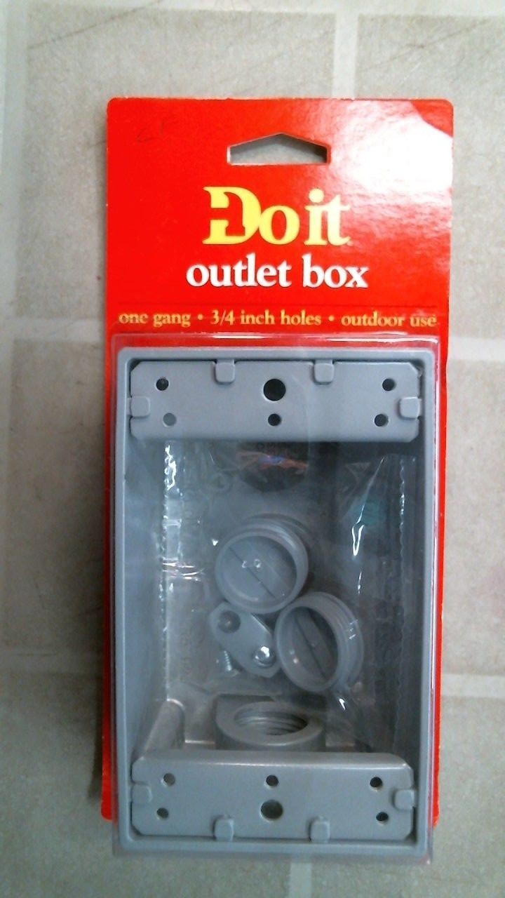 DoitBest 502472 Outlet Box, One Gang, 3/4″ Holes, Gray, Outdoor Use, FREE SHIP