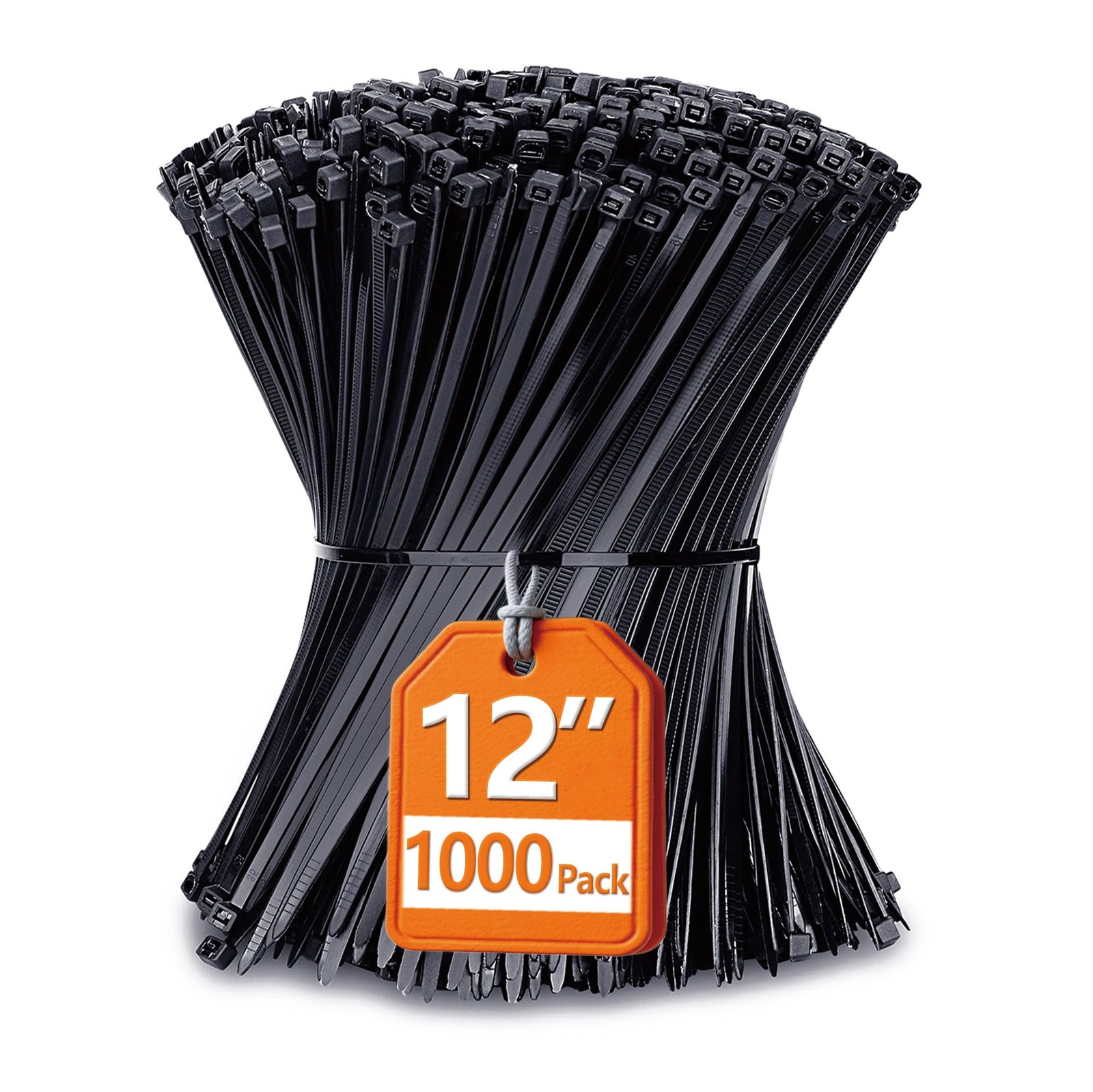 Zip Ties 12 inch with 45 lb Tensile Strength, 12″/1000 Pack (45 Lb), Black