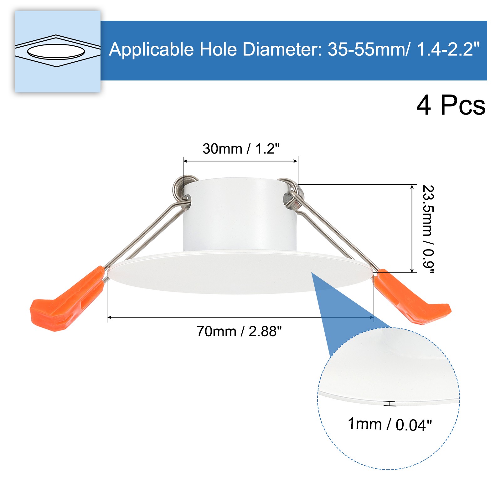 4 Pcs 2.75″ Metal Ceiling Cover Plate Suitable for 1.4-2.2″ Round Hole, White
