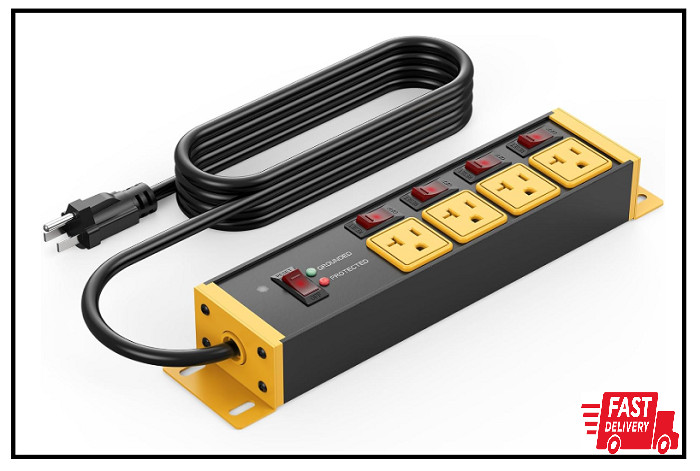 Heavy Duty Surge Protector Power Strip 20 Amp Individual Switches. 6FT 12 Gauge