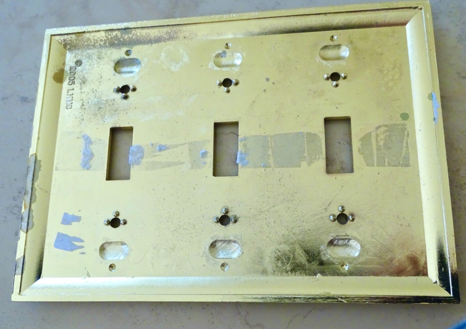 Polished Brass TRIPLE 3 Toggle SWITCH PLATE COVER 7″ X 5″