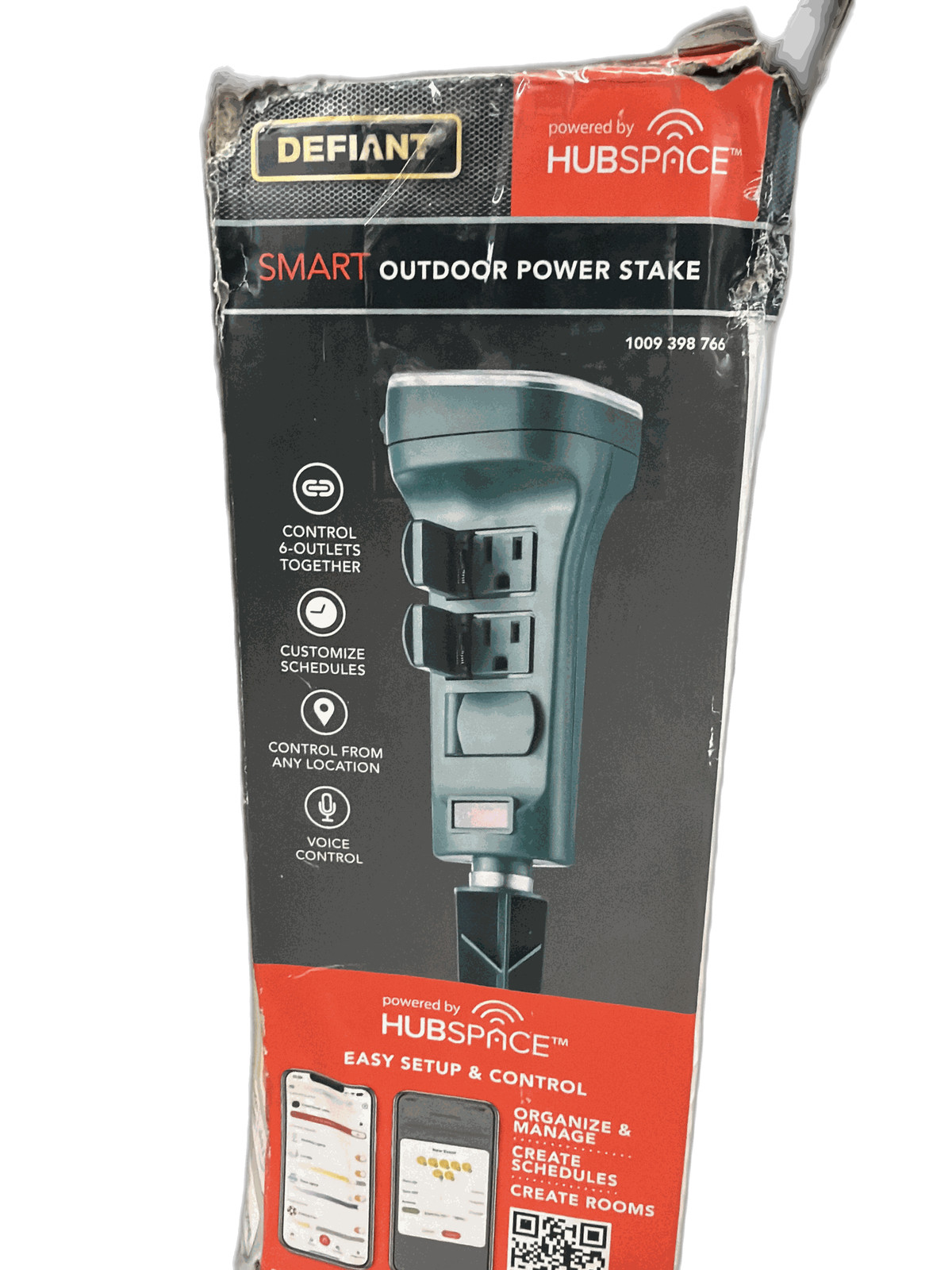 Defiant Smart Outdoor 4 ft. 6-Outlet Power Stake Timer Powered by Hubspace