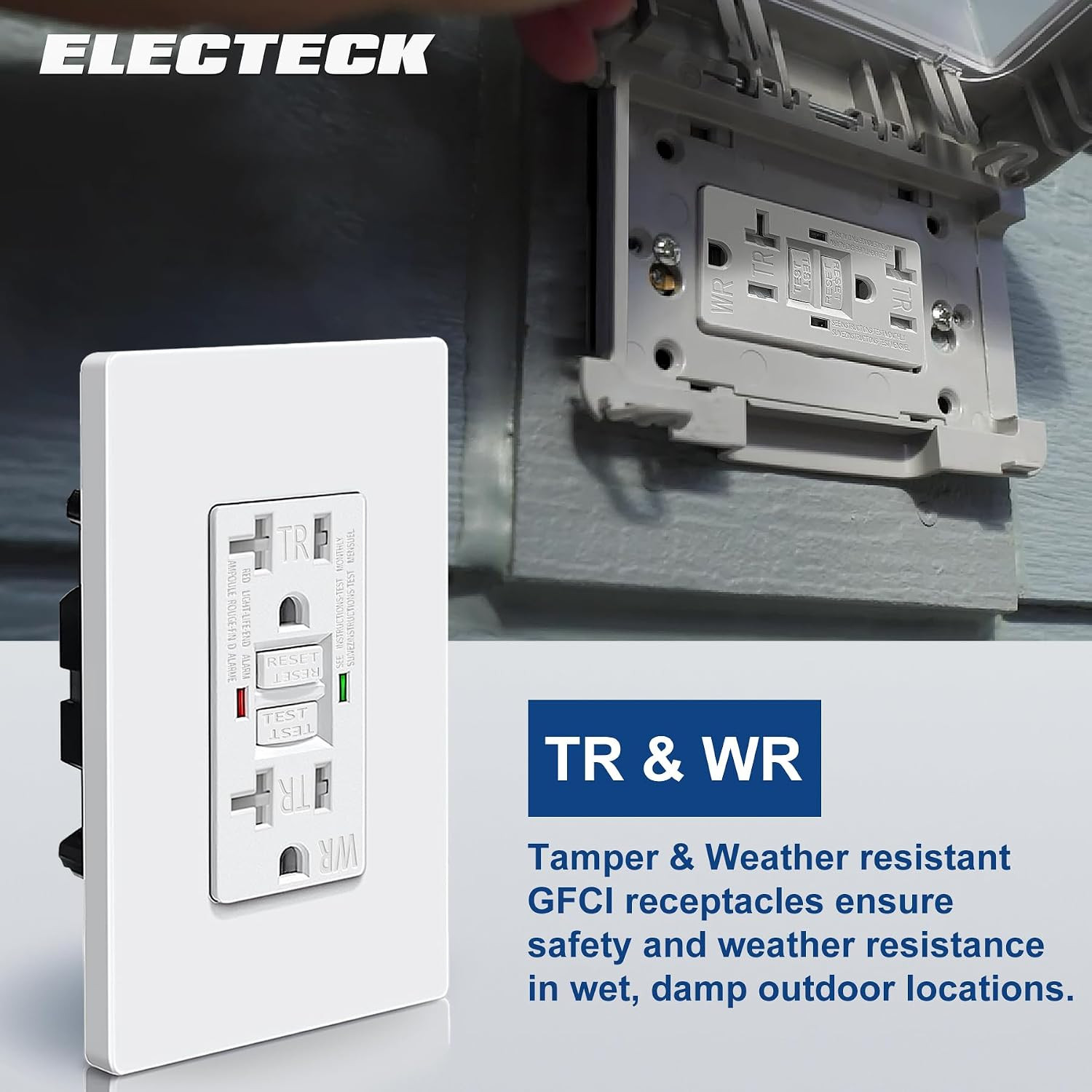 10 Pack GFCI Outlets 20 Amp, Outdoor Weather Proof (WR), Self-Test GFI Receptacl