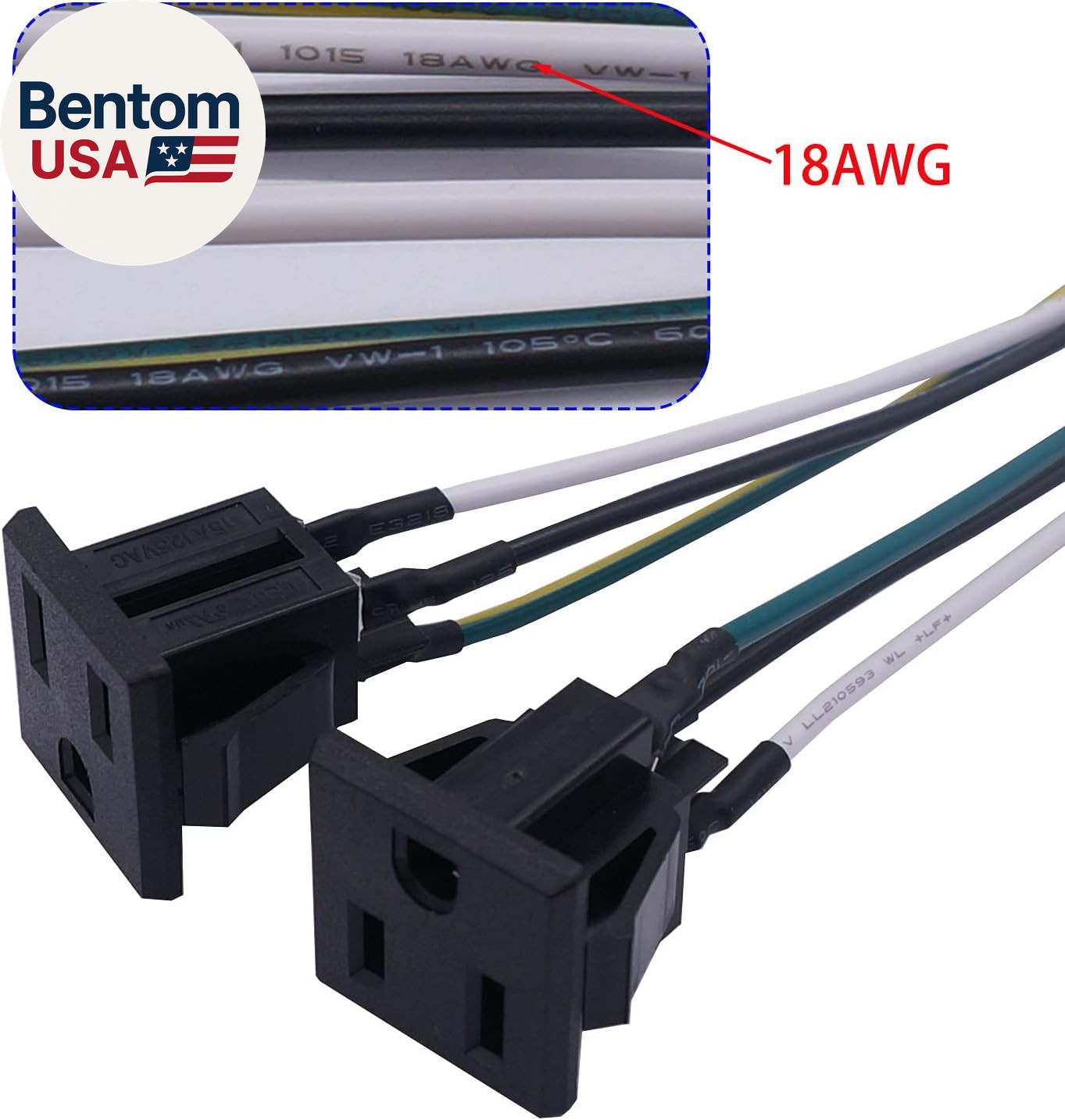 3Pcs 3 Pins US Power Socket Plug Panel 15A 125V AC Panel Mount Outlet Industrial