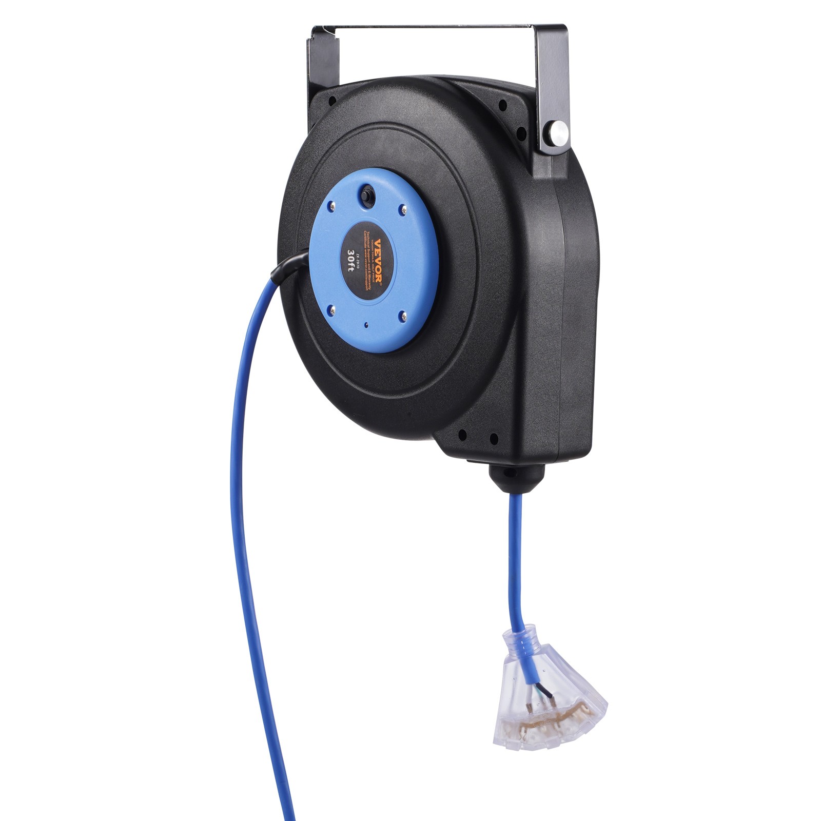 VEVOR Retractable Extension Cord Reel Power Cord Reel 30FT 16AWG/3C SJTOW