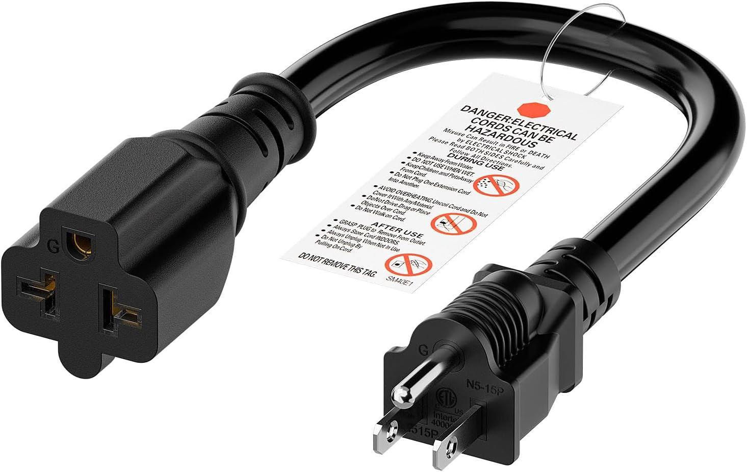 IFT Nema 5-15P Male to 5-20R,[4-In-1] 15 Amp Household AC Plug to 20 Amp T Blade