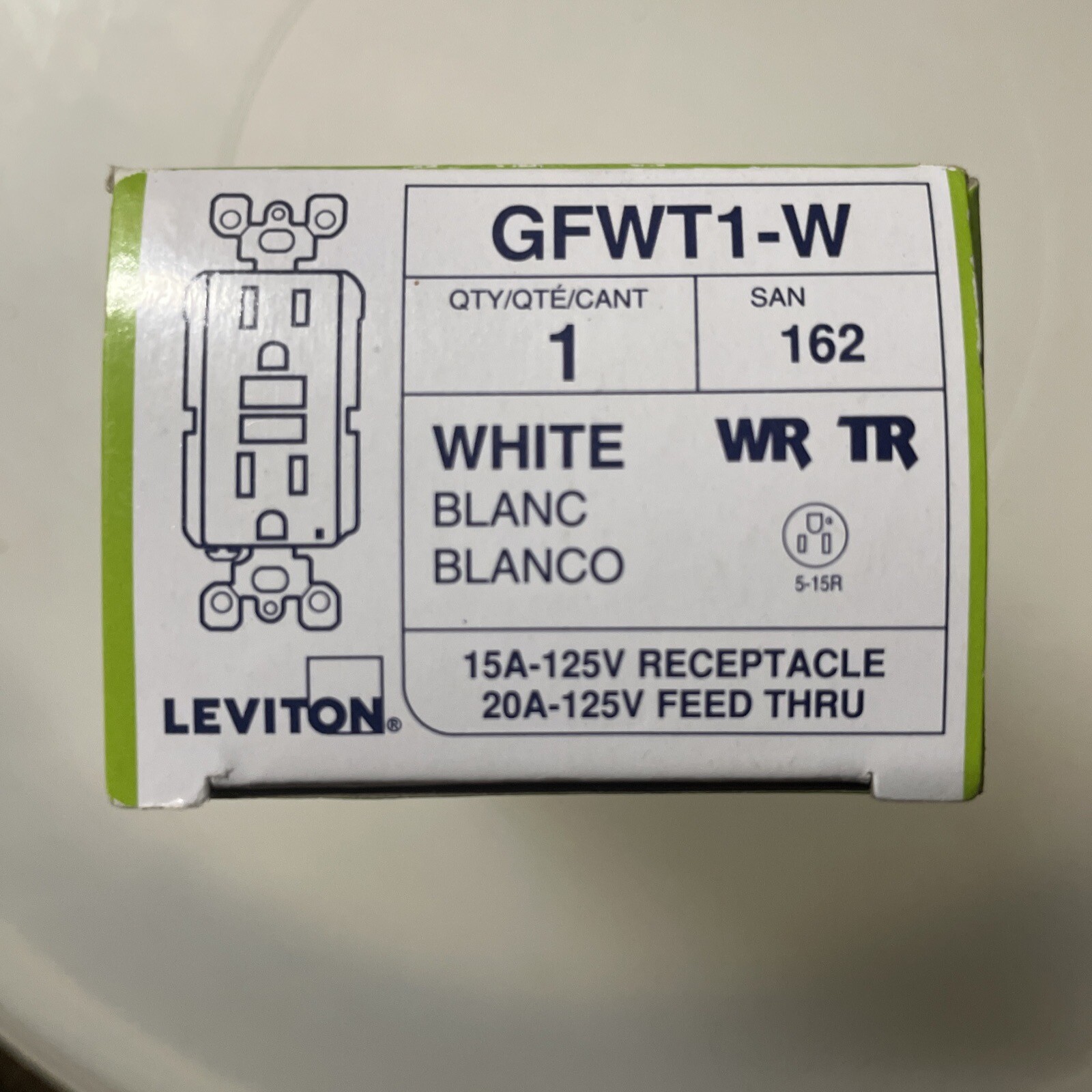 NEW Leviton GFWT1-W SmartLockPro GFCI Outlet Commercial WHITE (QQ)