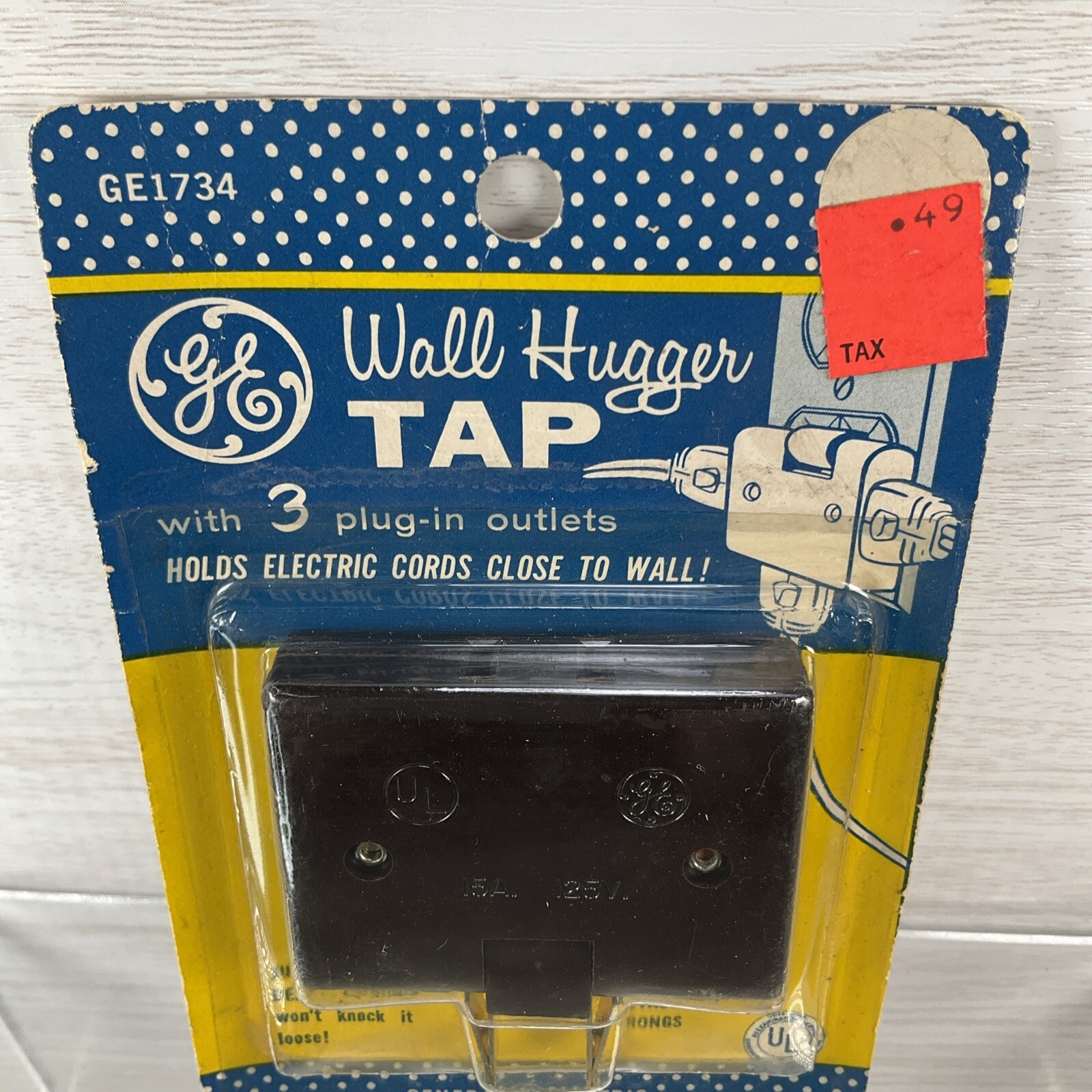 GE Wall Hugger Tap 3 Plug-in Outlets 15A 125V 4E – GE1734-11D NOS