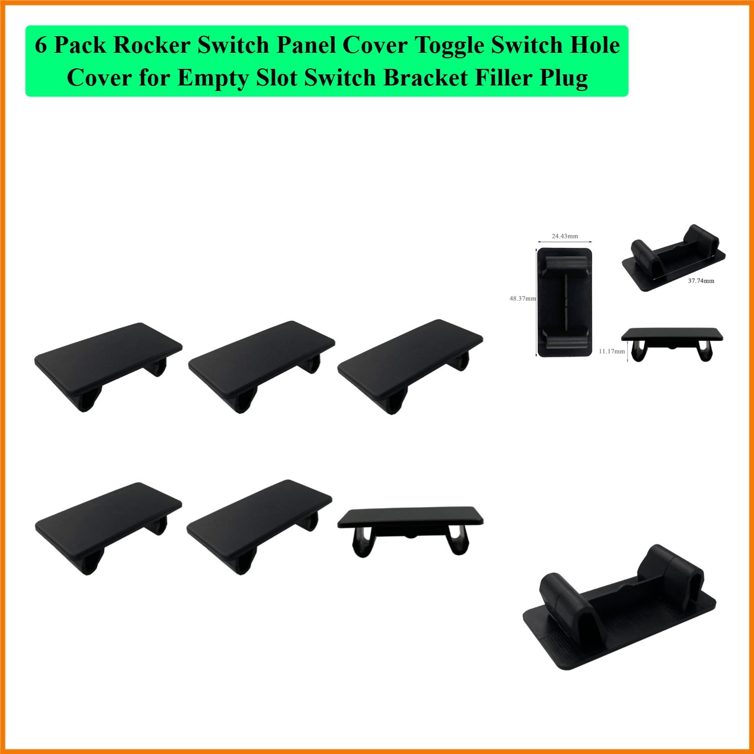 6 Pack Rocker Switch Panel Cover Toggle Switch Hole Cover for Empty Slot Swit…