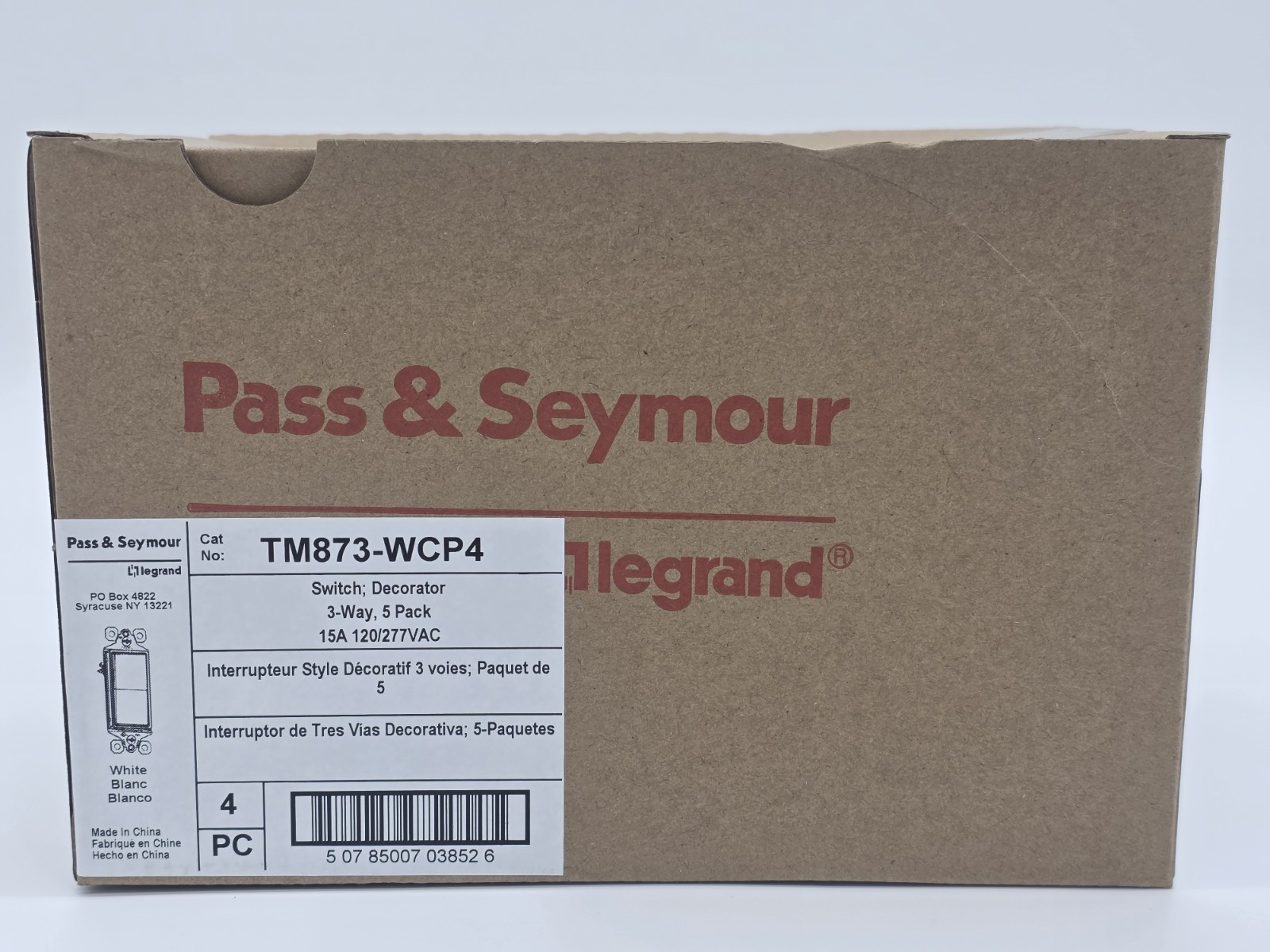 Qty 20 Legrand White Paddle Switch Pass & Seymour Radiant 15 Amp 3 Way TM873WCP4