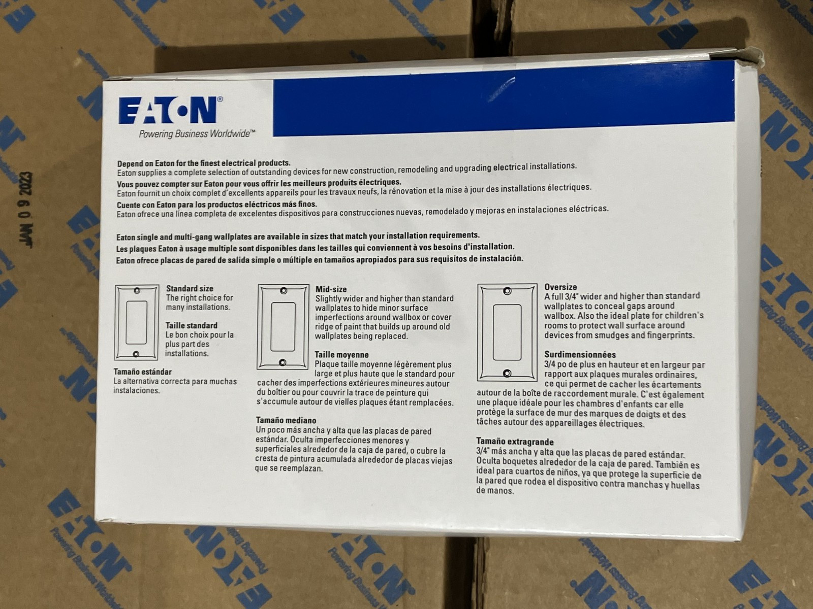 Lot 50 Eaton PJ26W White Mid-Size Single Gang Decorator Wallplate Cover
