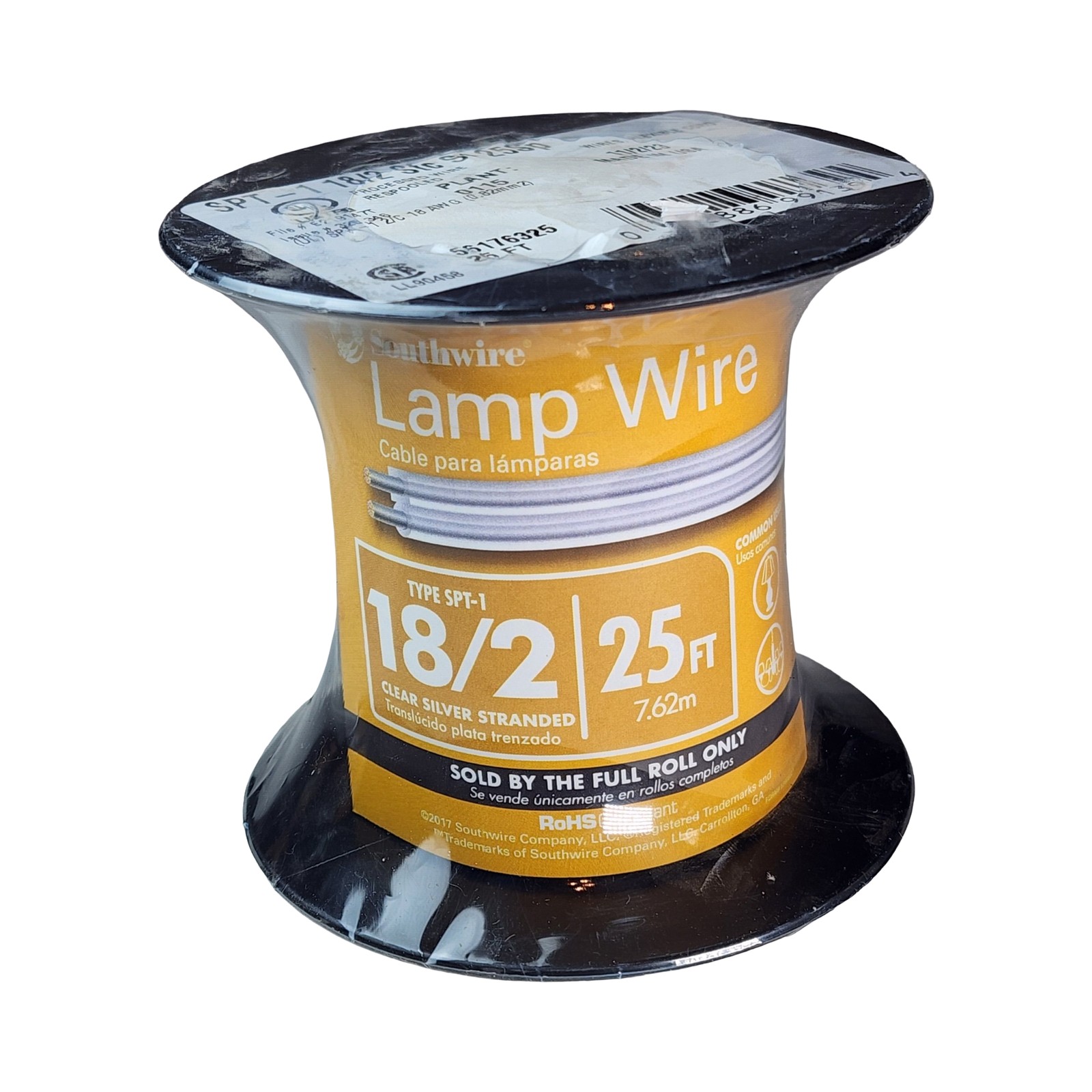 3-Pack Southwire SPT-1 18/2 Clear Silver Stranded Lamp Wire Flexible Cord 25 ft