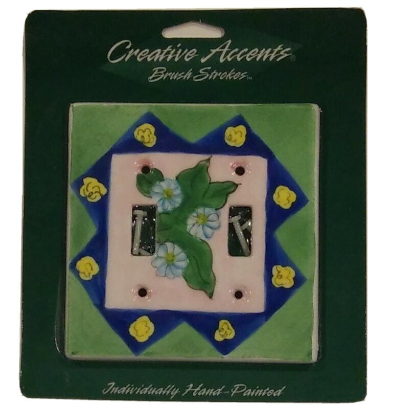 Floral Creative Accents Hand Painted Dbl Light Switch Wall Plate Cover Porcelain