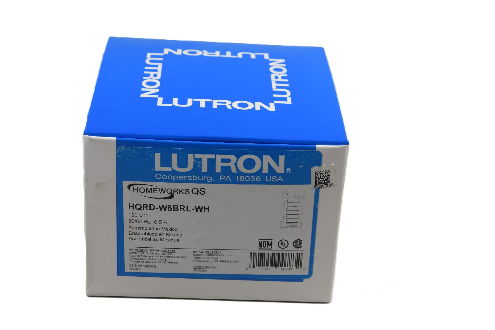 Lutron Homeworks QS HQRD-W6BRL-WH 6 Button Keypad w/ Raise Lower – White