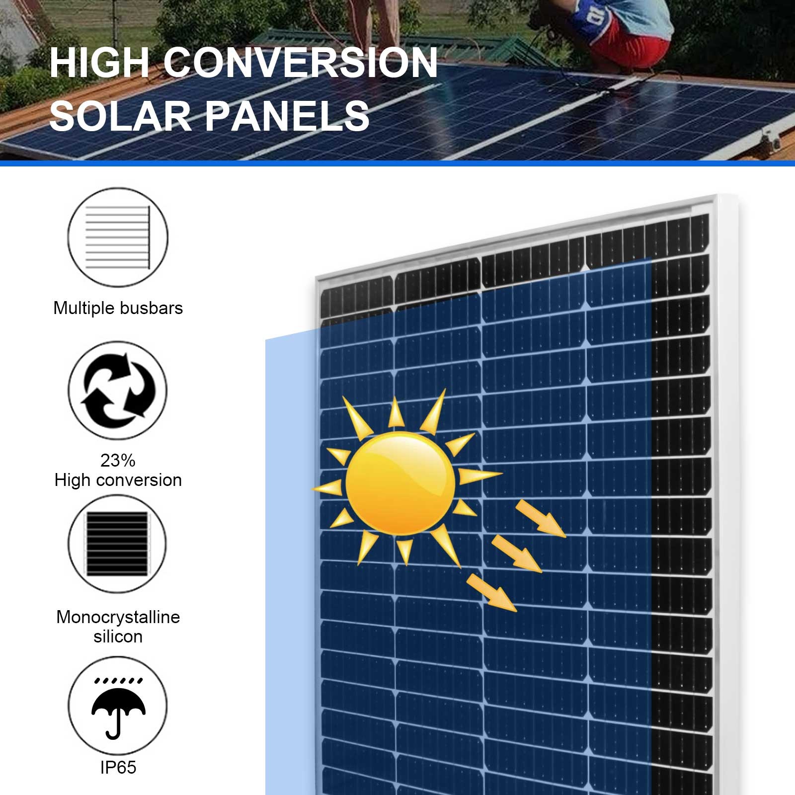 12V 1000W Solar Panel Complete Kit Mono Caravan Camping Power Charging Battery