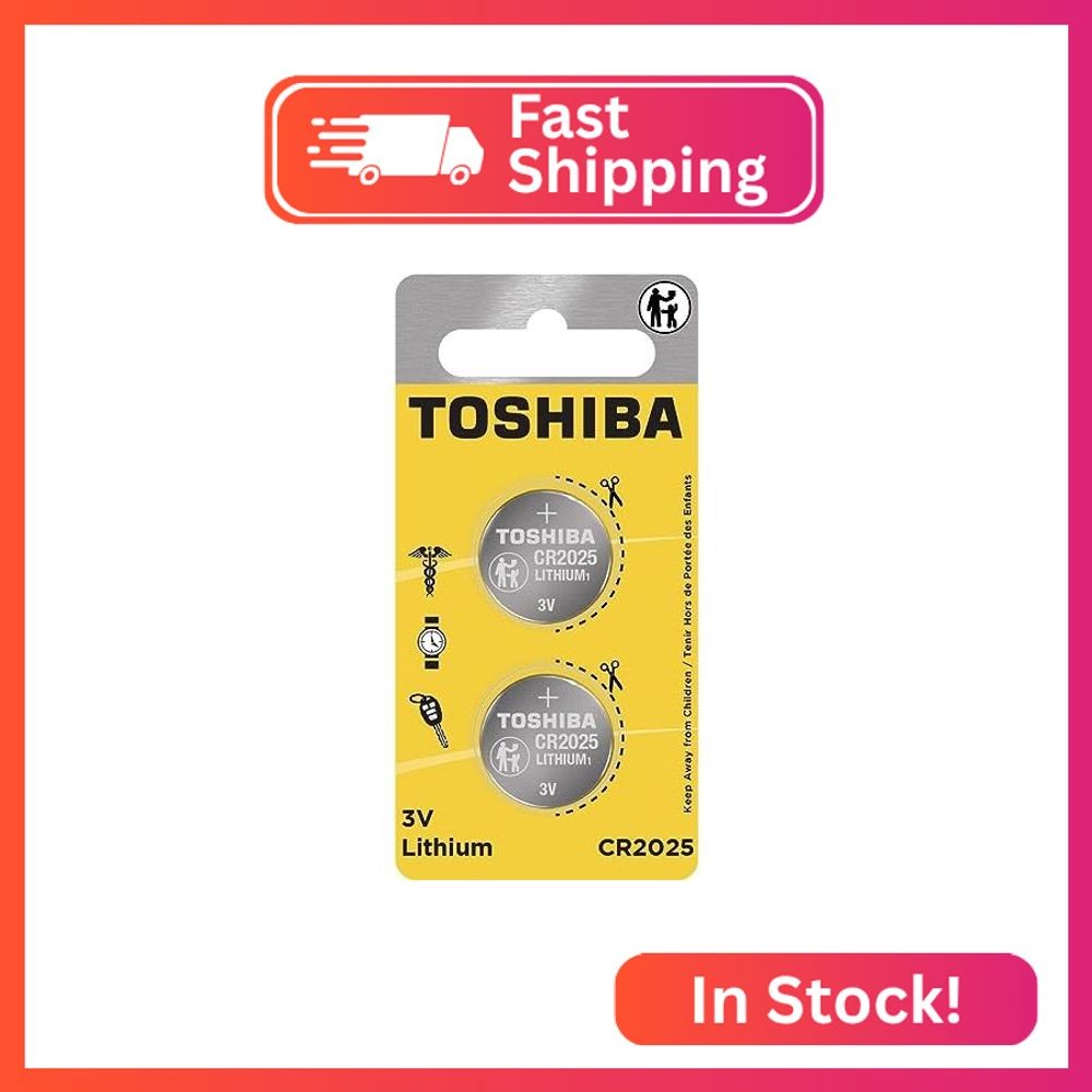 Toshiba CR2025 3V Lithium Coin Cell Child Resistant Blister Package (2 Batteries