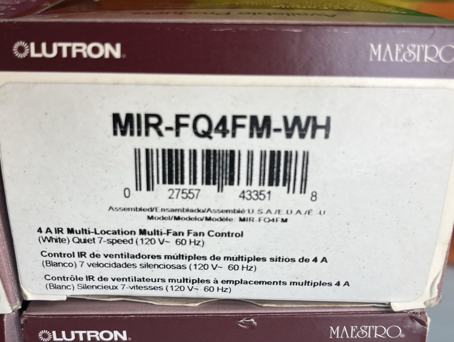 Lutron Maestro Fan Control and Light Dimmer – White MIR-FQ4FM-WH, 541158