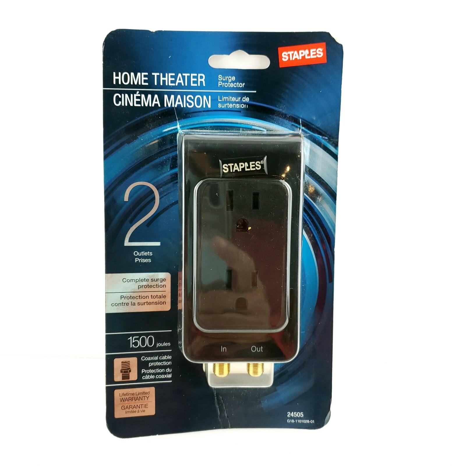 Home Theater Surge Protector 2 Outlets 1500 Joules Coaxial Cable USA Seller