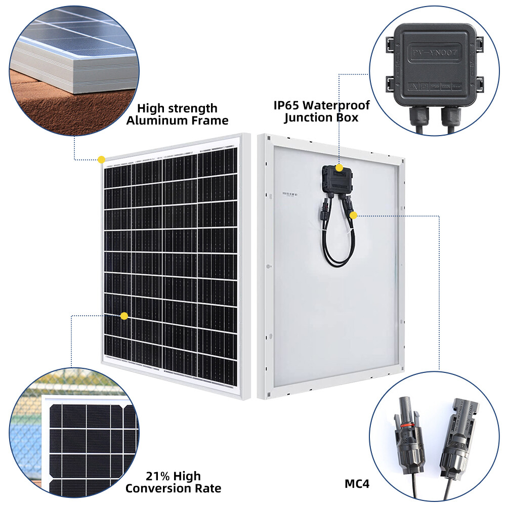 100W 200W 300W 400W 500W Watt Solar Panel Mono 12V Charger RV Home Off-Grid Boat