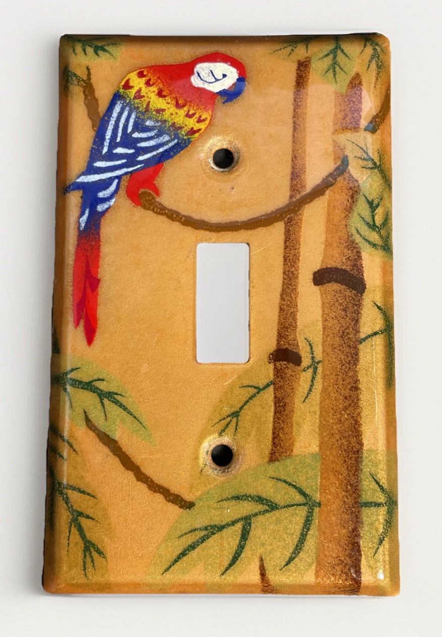 Parrot Bird Tropical Light Switch Plate Cover Limoges Limiteds Hand Painted CA