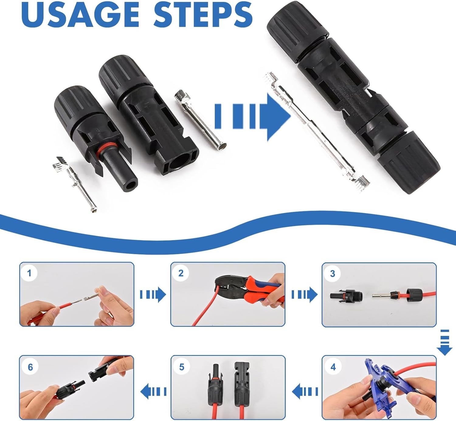 16 PCS Solar Panel Connectors Male Female IP67 Waterproof 1000V 30A 10AWG