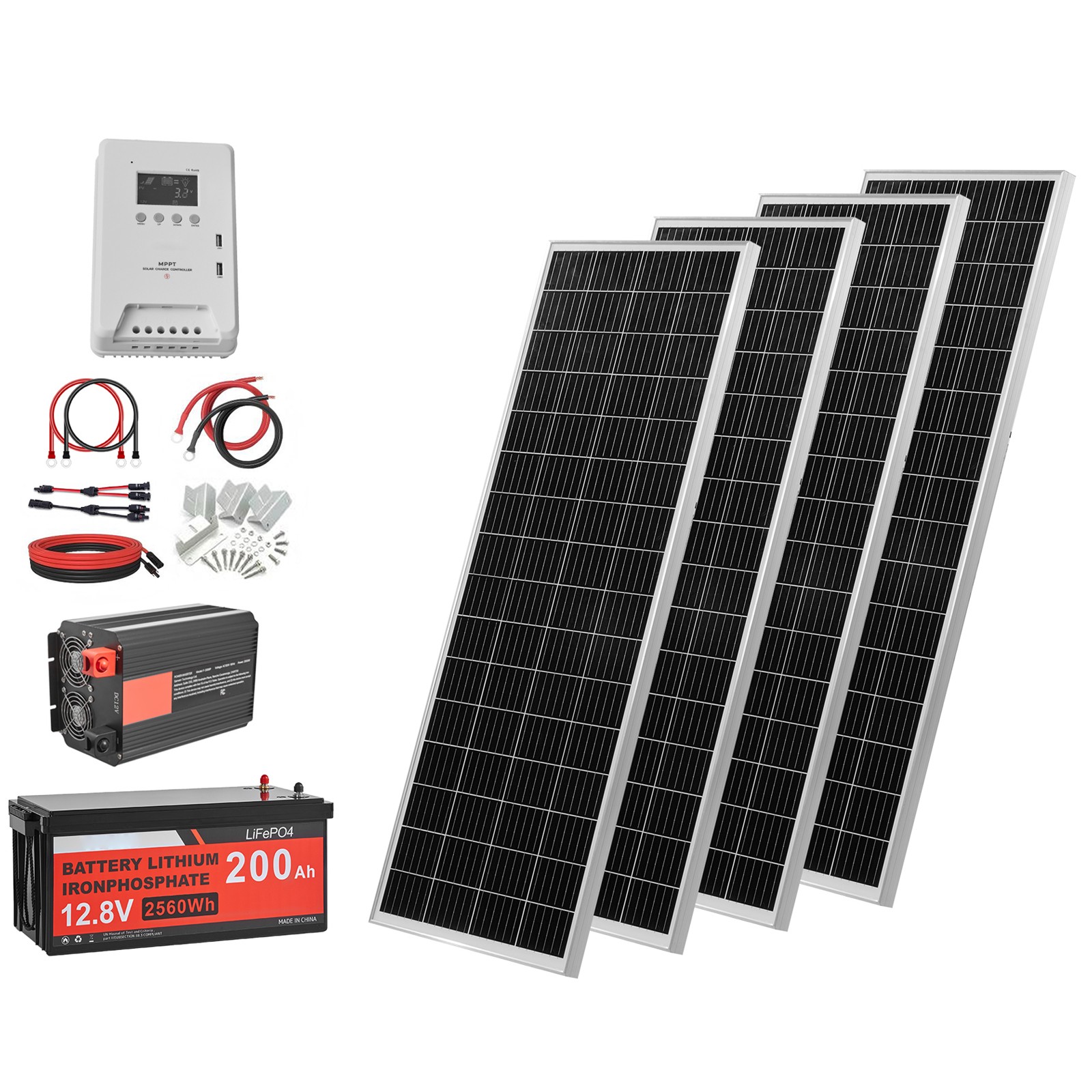 Uimoso 400W 12V Solar Power Kit with Panels, Battery, Controller, and Inverter