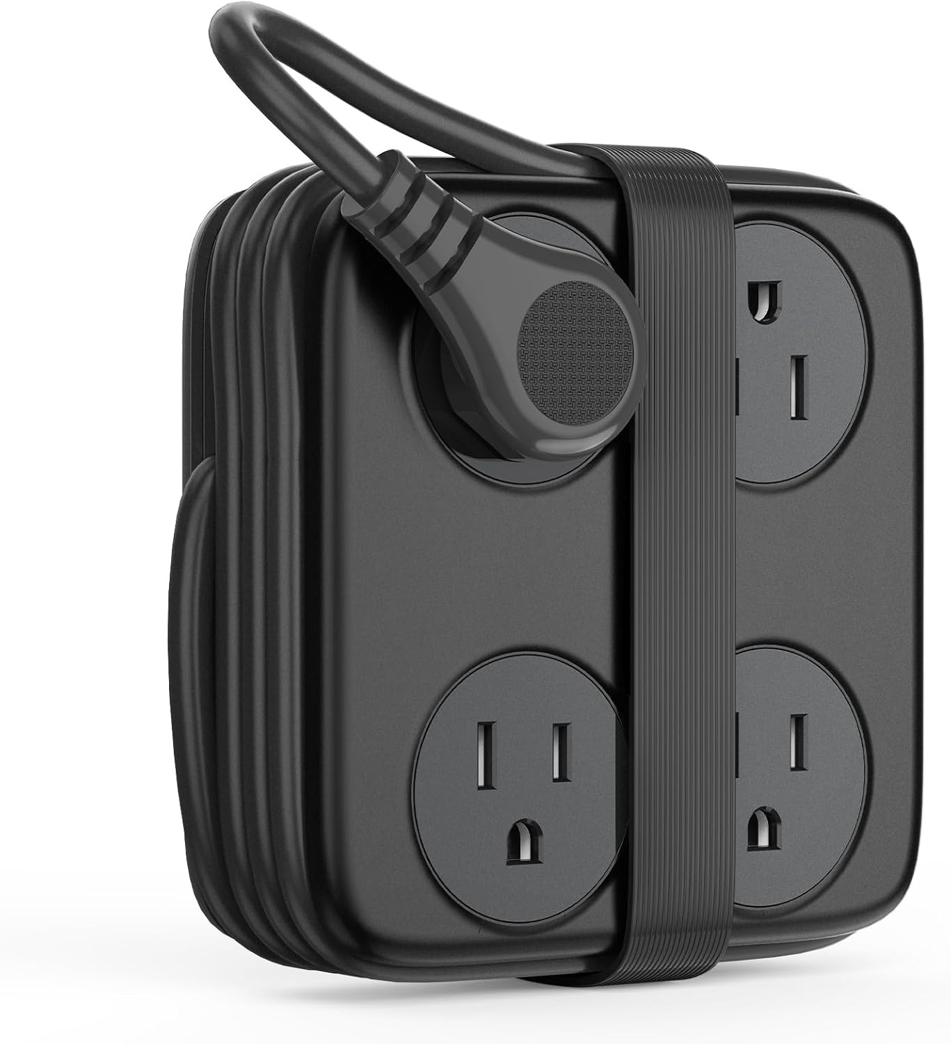 5 Ft Extension Cord with 3 USB Ports, Power Strip for Desktop, 4 Side Outlet Ex