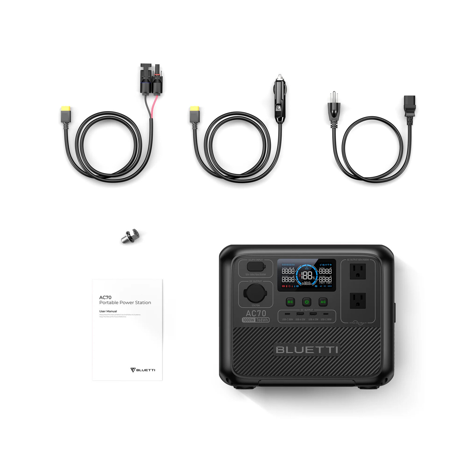 BLUETTI AC70 1000W 768Wh Portable Power Station LiFePO₄ Battery for Travelling